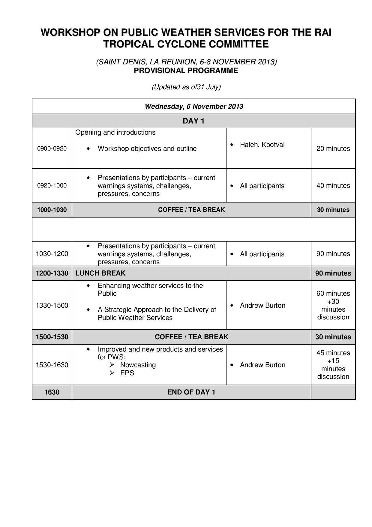 timetable